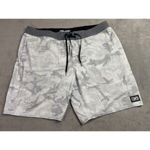 Pelagic Shorts Men 40 Gray Camo 9" Fishing Boardshort Swim‎ Suit Surf Beach